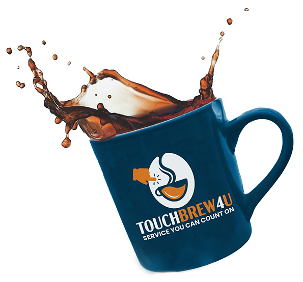 Touch Brew 4 U Logo on a cup of coffee